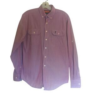 Ball and Buck Made in USA 100% Cotton Red Checked Long Sleeve Button Down Men S